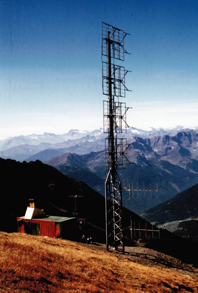 Sendeantenne von Radio Brenner auf der Flatschspitze 1985